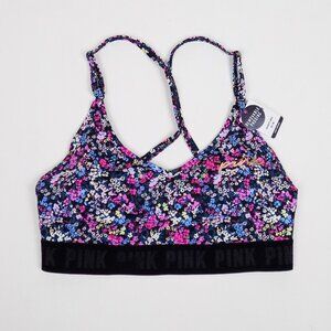nwt PINK Victoria's Secret VS logo floral ultimate sports bra